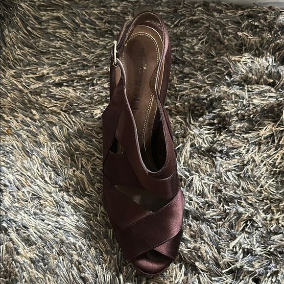 Marni Purple-Brown Satin Strappy Peep Toe Slingback Platform Sandals EU 38.5 - Picture 7 of 9